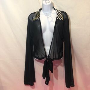 UPS&DOWNS SHEER SEXY FLARE TIE UP TOP SIZE LARGE